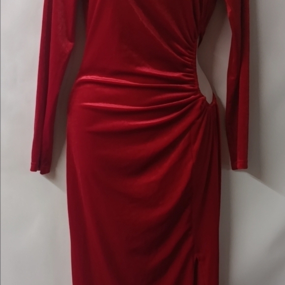 Luxurious Scarlet Velvet Gown - Picture 3 of 11
